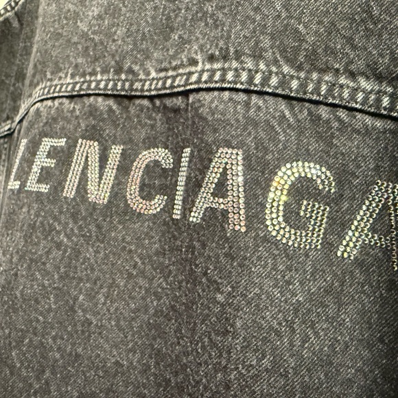 Balenciaga Back Rhinestone Denim Oversized Unisex Fit Jacket - Picture 11 of 13
